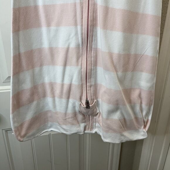 Burt's Bees 6-12 Months Sleep Sack Baby Full Zip Organic Cotton Pink Striped - Picture 3 of 9